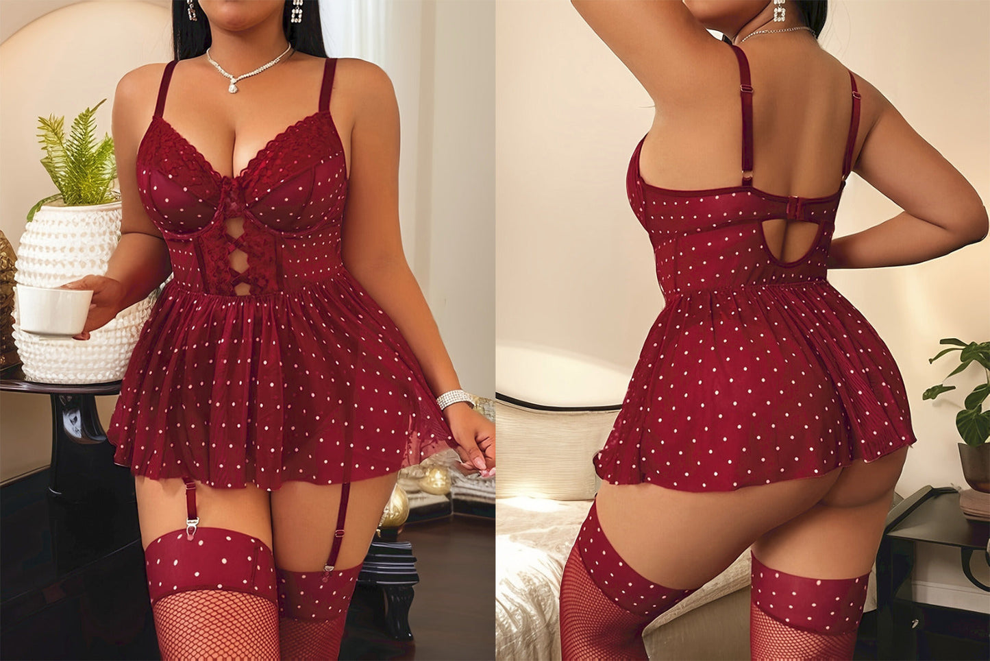 Elara Lace Lingerie with Stockings