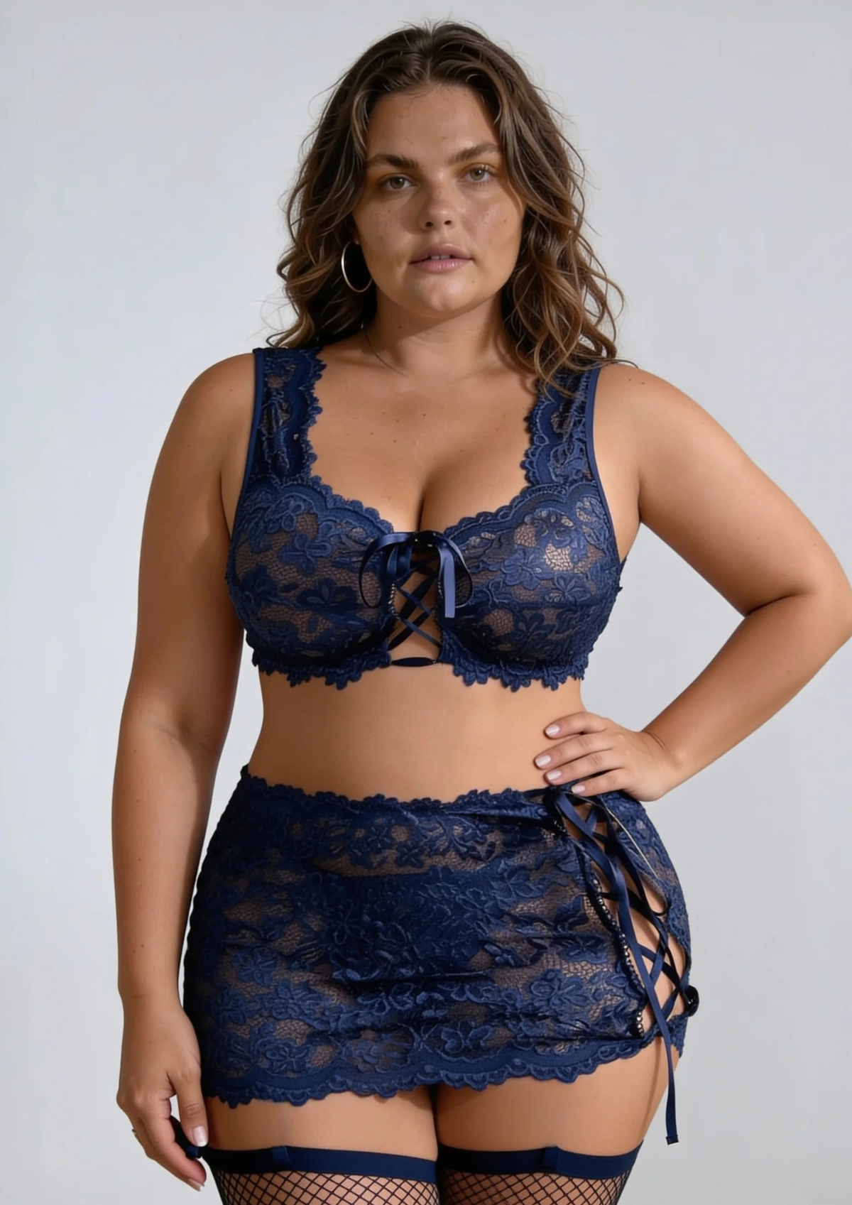 Agnès Navy Lace Set