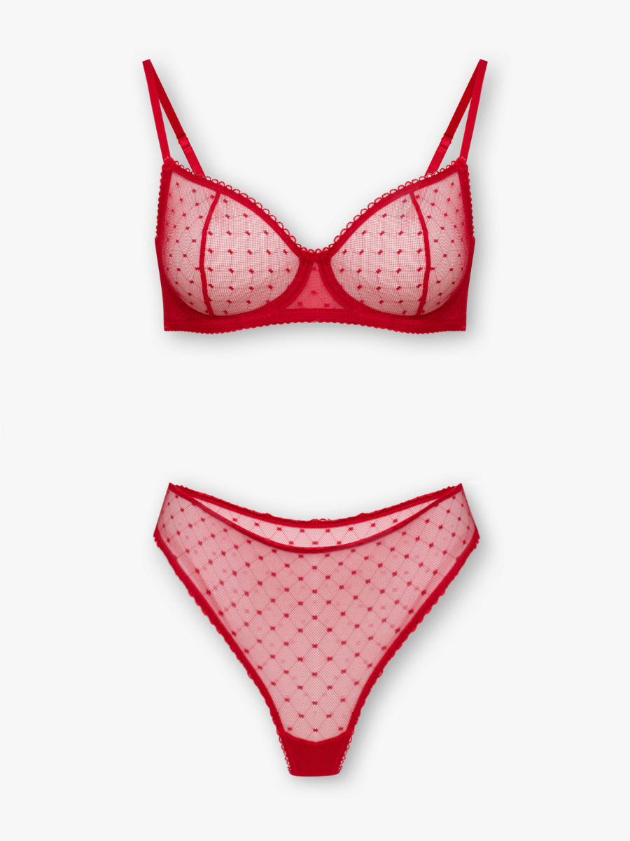 Gianna Unlined Lingerie Set — Red