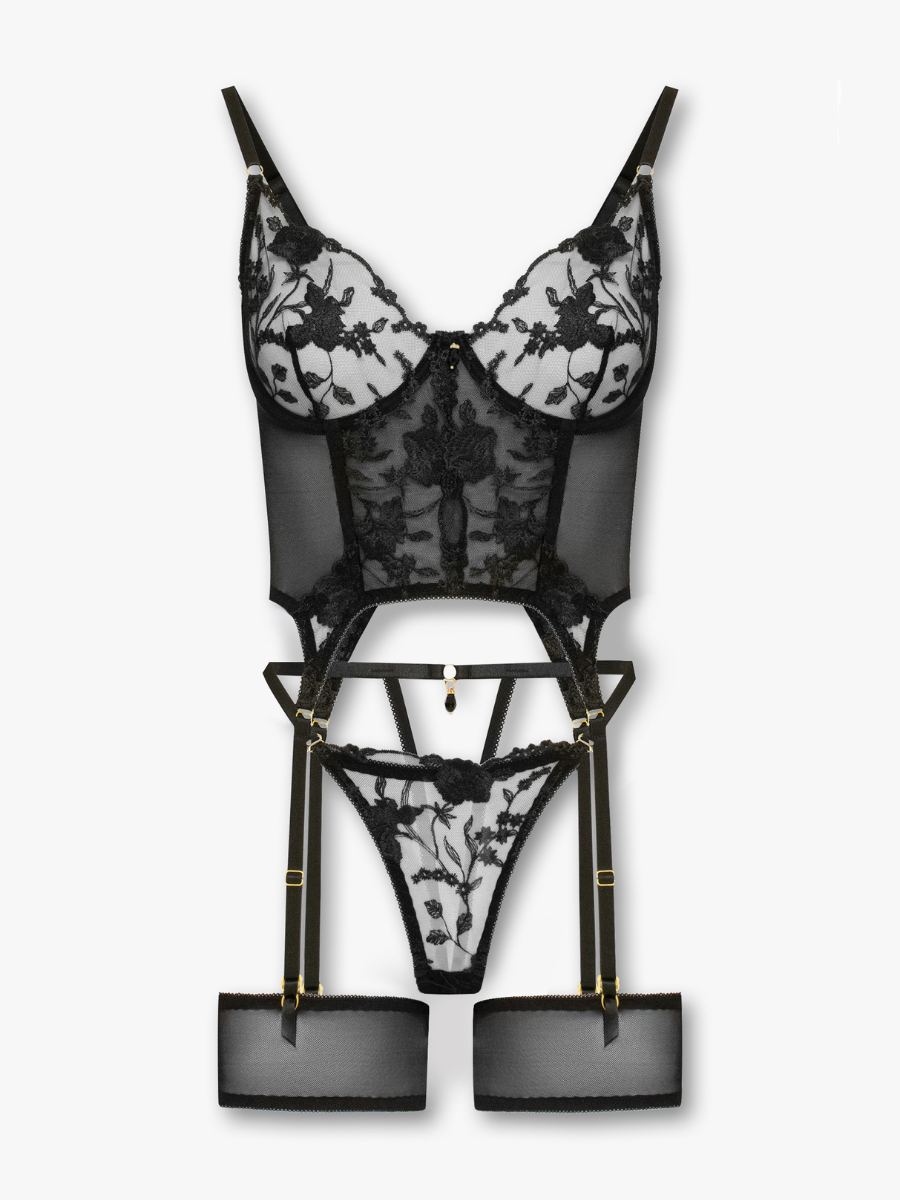 Palmer Bustier Lingerie Set — Black