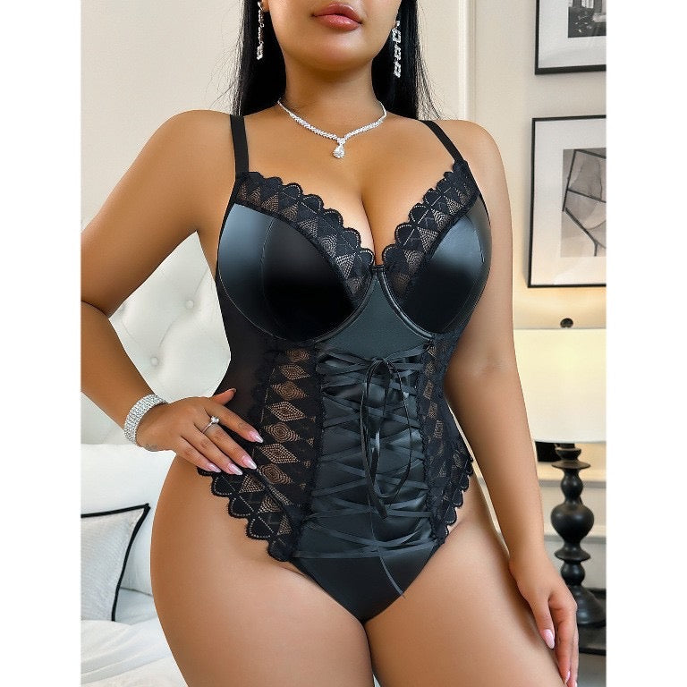 Elara Black Lace and Satin Body