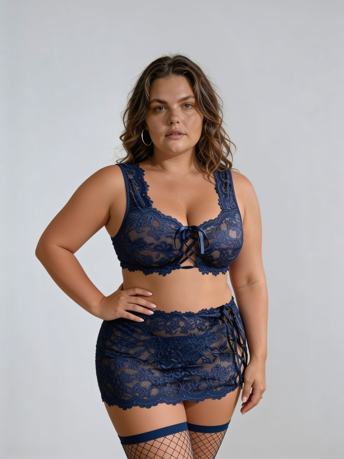 Agnès Navy Lace Set